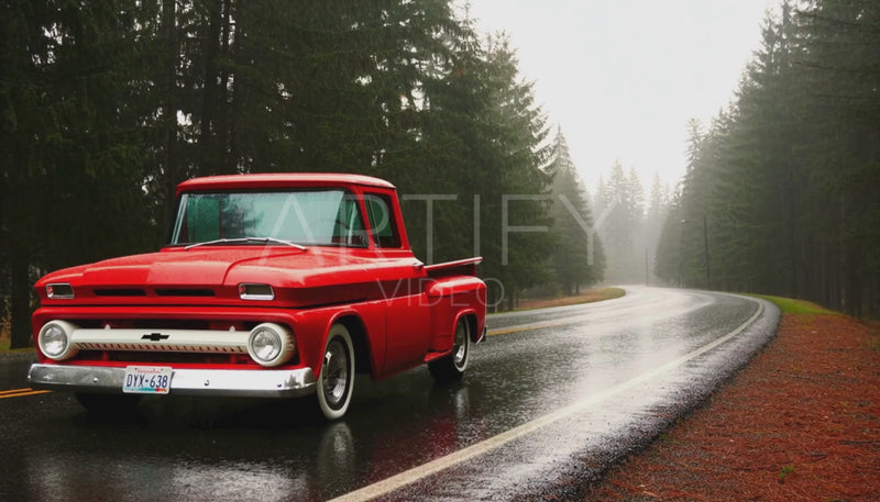 Red 1963 Chevy Stepside C-10 Pine Forest
