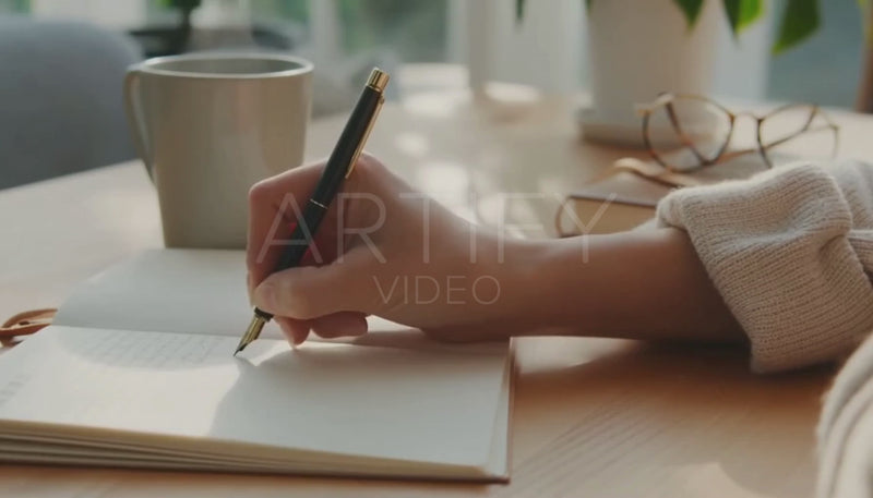 Person Journaling with Fancy Pen