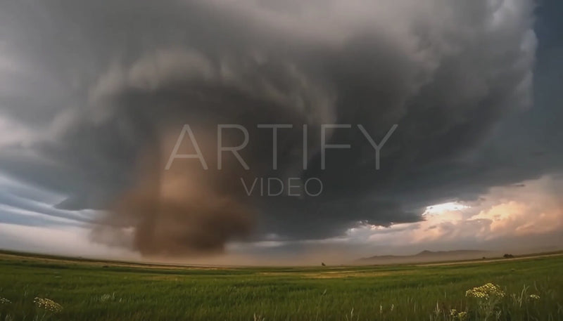 Tornado Moving Across Open Land