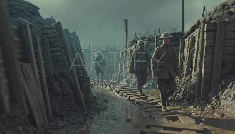 World War I Trenches and Soldiers